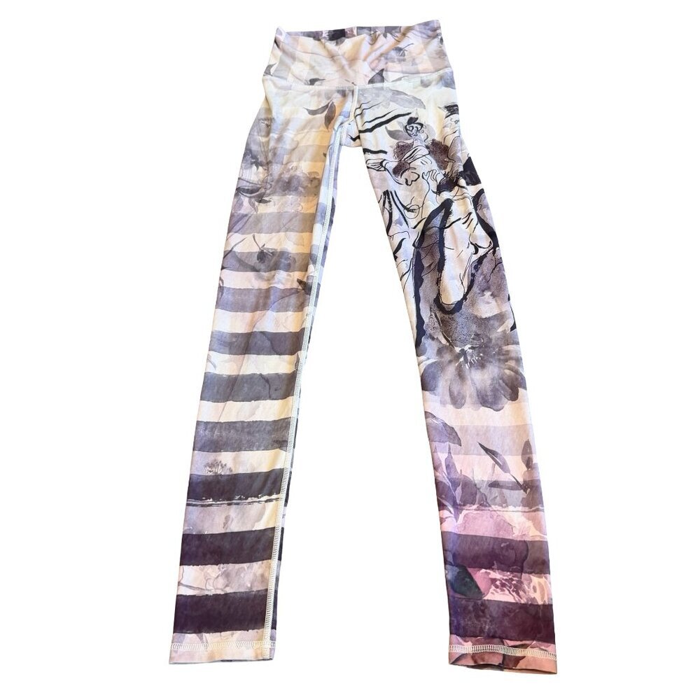 Niyama Sol Toulouse Barefoot Mid Rise Leggings Bold Print Yoga Workout Size XS